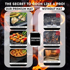 Grill Mat Set – 60"x40" Under Grill Mat for Outdoor Grill + 2 BBQ Cooking Mats, Heat-Resistant Silicone, Includes Stakes & Bag – Use on All Surfaces
