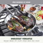 GreenPan Stainless Steel Tri-Ply Reserve 8” Frying Pan Skillet, Multiclad Cookware, PFAS-Free, Induction, Oven & Broiler Safe to 600°F, Heat Responsive Core, Dishwasher Safe, Gold Handle
