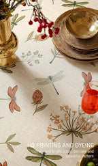 ISAENNE Designer Floral Linen Extra Long Rectangle Table Cloth,French Off White Elegant Tablecloth,Washable Home Decor Tablecloths for Dining Thanksgiving Kitchen Christmas,67"*118"-Grace B