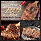 Soaoo 500 Pcs 3.5" Assorted Bamboo Wood Temperature Picks Steak Temperature Sticks Meat Doneness Steak Markers Bamboo Paddle Skewers Sticks for BBQ Barbecue Party Cocktail Fruit Grilling Roasting