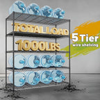REIBII 45.5''W Storage Shelves Wire Shelving, 5 Tier Pantry Shelves for Storage Rack, Adjustable Metal Shelving for Pantry Kitchen Steel Shelving, 45.5" W x 71" H x 17.7" D