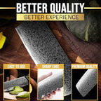SliceElite Elite Series 7 Inch Nakiri Knife Damascus VG10 Core Forged Carbon Fiber Handle Polymer Guard Japanese Chef Vegetable Chopping Cleaver Kitchen Knife Sharp Cutting Cooking Tomato Butcher Tool