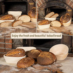 Sourdough Bread Baking Supplies Starter Kit, Banneton Proofing Basket 9'' Round and 10” Oval, Sourdough Starter Jar, Scraper, Scoring Lame, Brush, Short Danish Whisk, Gift Set