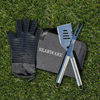 Barbecue Grill Tool Set - Stainless Steel - Strong Durable Design - Heat Resistant Glove & Bristle Free Grill Brush - Thermometer, Meat Injector, & Corn Skewers - Perfect For Smokers & Grills