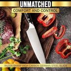 SliceElite Slice Series 8 Inch Chef Knife High Carbon German Steel Blade Pakkawood Handle Dual Sheath Sharp Cooking Knife for Meat Cleaver BBQ Kitchen Knife for Slicing Chopping Cutting Carving Tool