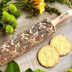 RAINFOREST embossing rolling pin with Tropical Pattern. Dough roller for embossed cookies and Pottery by Algis Crafts