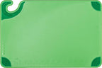 San Jamar Saf-T-Grip Plastic Cutting Board with Safety Hook, 12" x 18" x 0.5", Green, (Pack of 6)
