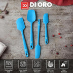 DI ORO Silicone Spatula Set - Rubber Kitchen Spatulas for Baking, Cooking, & Mixing - 600°F Heat-Resistant & BPA Free Silicone Scraper Spatulas for Nonstick Cookware - Dishwasher Safe (4pc, Blue)